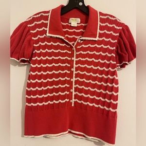 Anthropologie Maeve Brighton Flutter Polo Top S